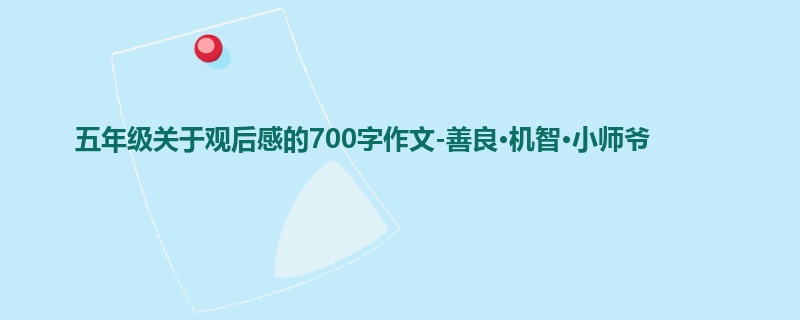 五年级关于观后感的700字作文-善良·机智·小师爷