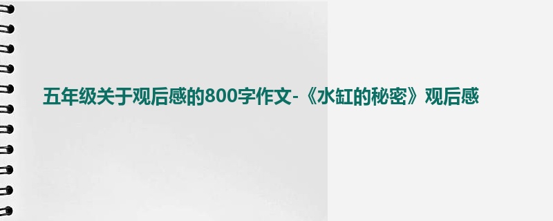 五年级关于观后感的800字作文-《水缸的秘密》观后感