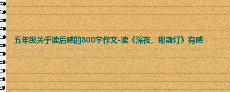 五年级关于读后感的800字作文-读《深夜,那盏灯》有感