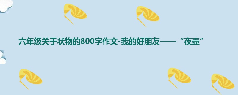 六年级关于状物的800字作文-我的好朋友——“夜壶”