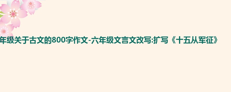 六年级关于古文的800字作文-六年级文言文改写:扩写《十五从军征》