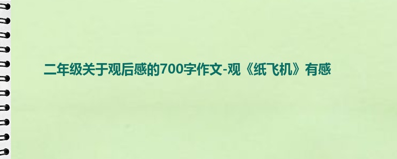 二年级关于观后感的700字作文-观《纸飞机》有感