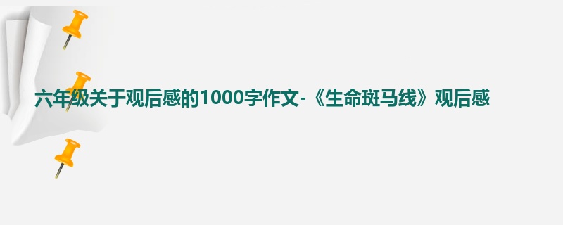 六年级关于观后感的1000字作文-《生命斑马线》观后感