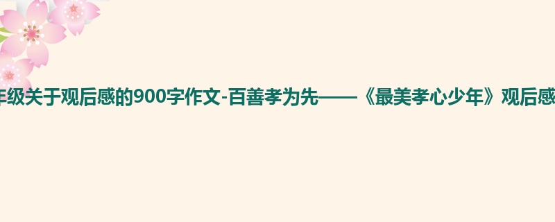 六年级关于观后感的900字作文-百善孝为先——《最美孝心少年》观后感