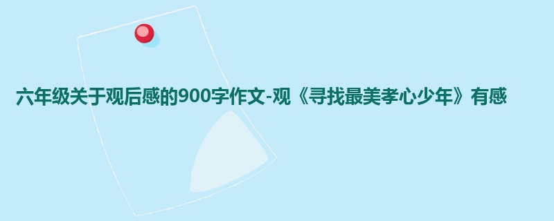 六年级关于观后感的900字作文-观《寻找最美孝心少年》有感