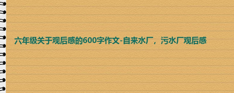 六年级关于观后感的600字作文-自来水厂,污水厂观后感