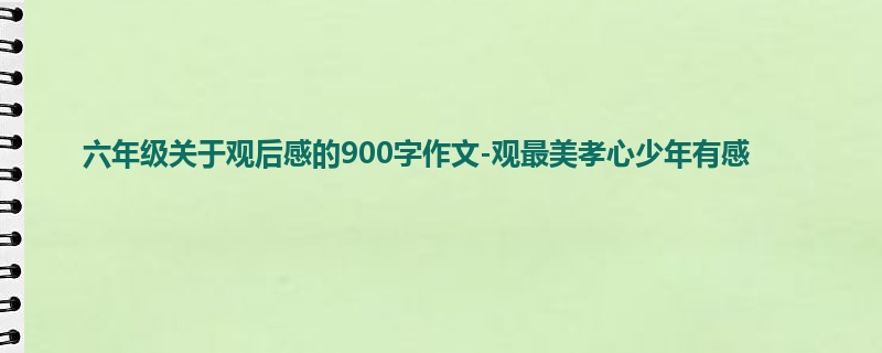 六年级关于观后感的900字作文-观最美孝心少年有感