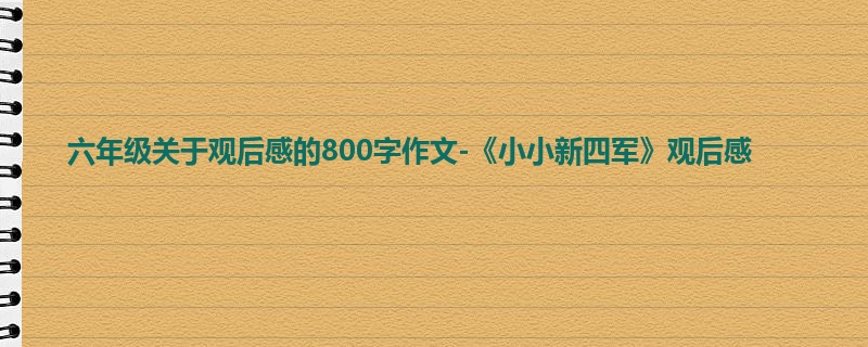 六年级关于观后感的800字作文-《小小新四军》观后感