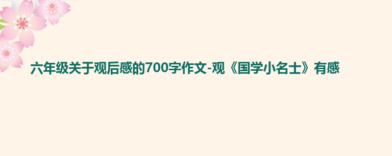 六年级关于观后感的700字作文-观《国学小名士》有感