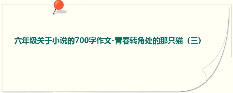 六年级关于小说的700字作文-青春转角处的那只猫(三)