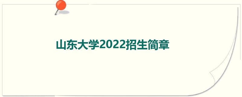 山东大学2022招生简章