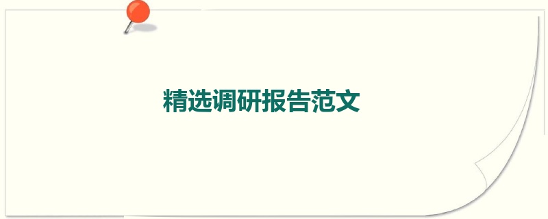 精选调研报告范文 
