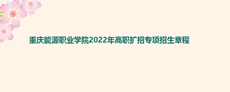 重庆能源职业学院2022年高职扩招专项招生章程