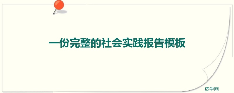 一份完整的社会实践报告模板