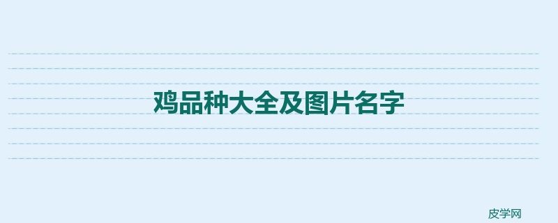 鸡品种大全及图片名字