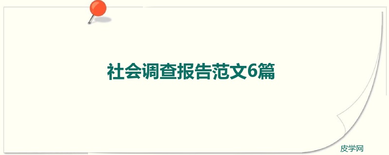 社会调查报告范文6篇