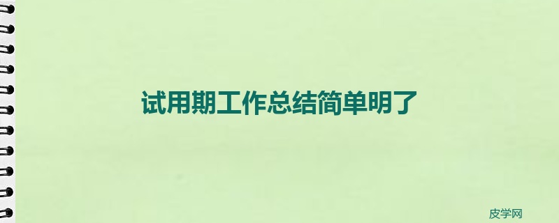 试用期工作总结简单明了