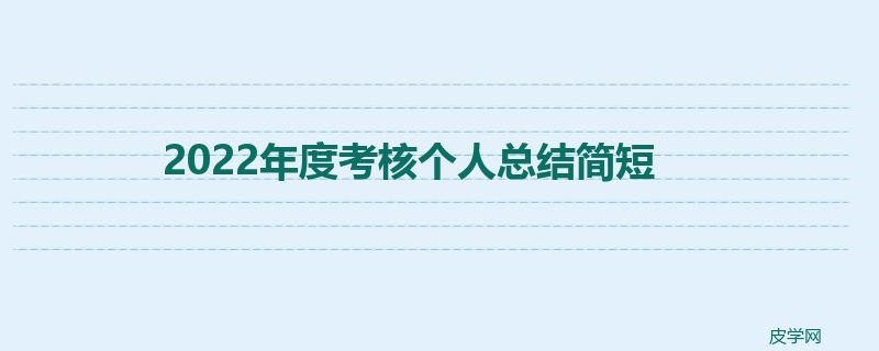 2022年度考核个人总结简短