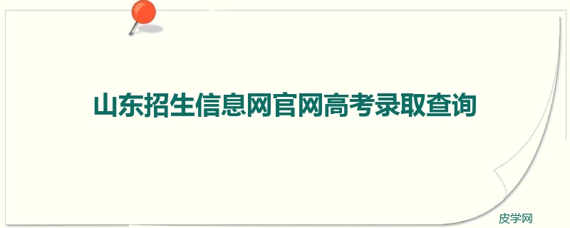 山东招生信息网官网高考录取查询