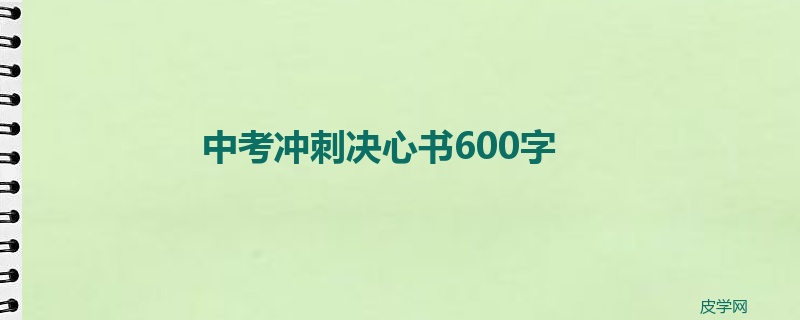 中考冲刺决心书600字