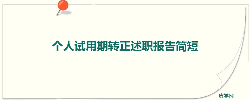 个人试用期转正述职报告简短