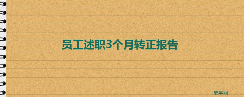 员工述职3个月转正报告