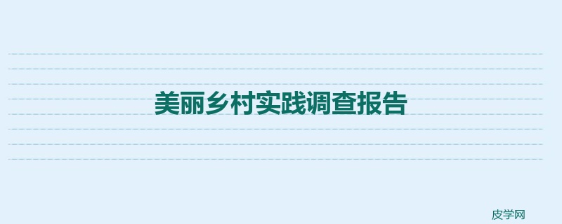 美丽乡村实践调查报告