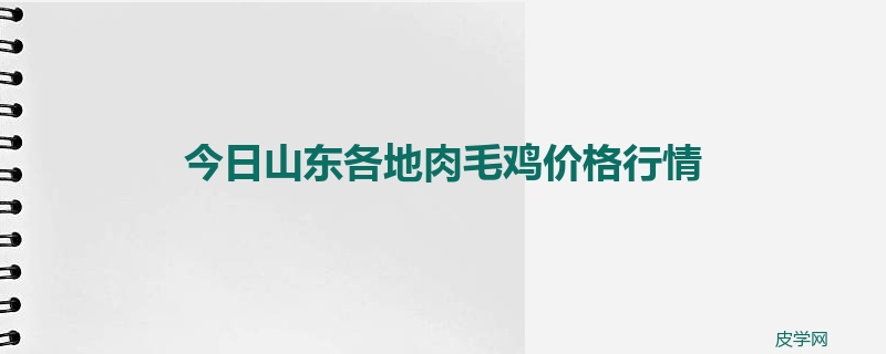 今日山东各地肉毛鸡价格行情