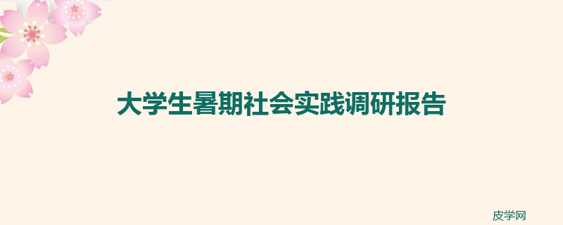 大学生暑期社会实践调研报告