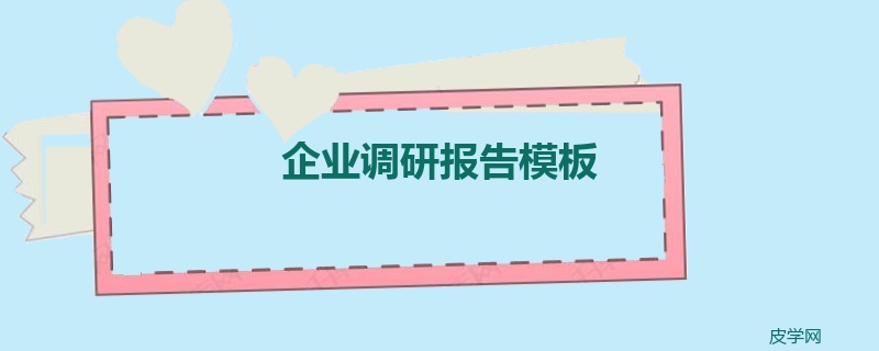 企业调研报告模板