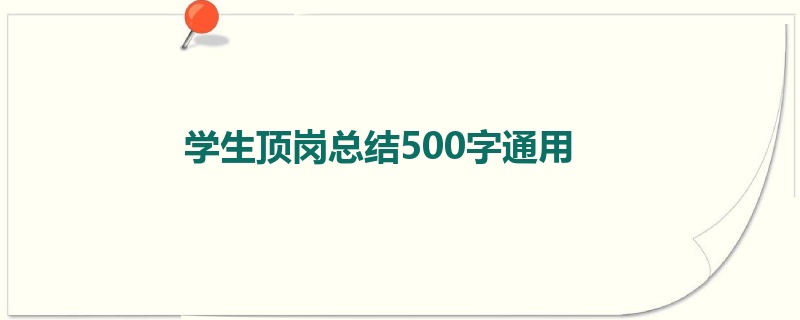 学生顶岗总结500字通用