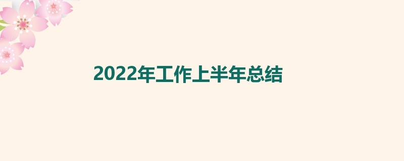 2022年工作上半年总结