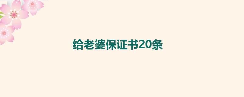 给老婆保证书20条