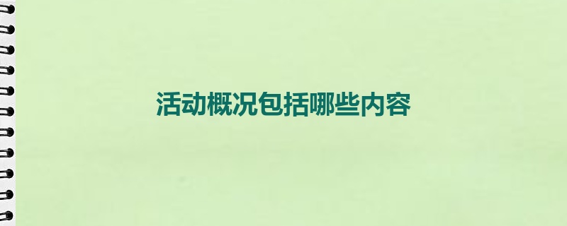 活动概况包括哪些内容