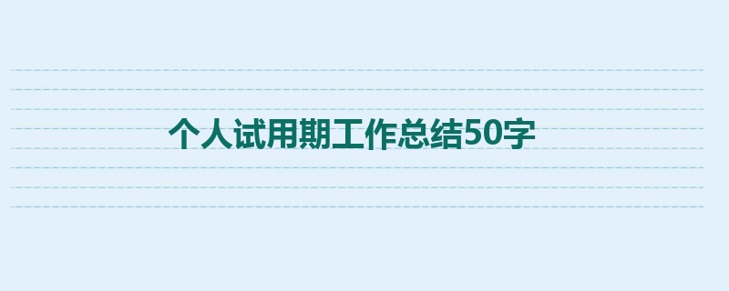 个人试用期工作总结50字