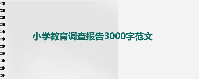 小学教育调查报告3000字范文