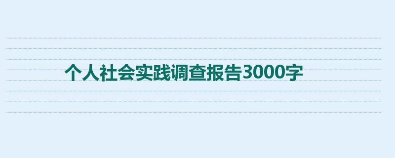 个人社会实践调查报告3000字