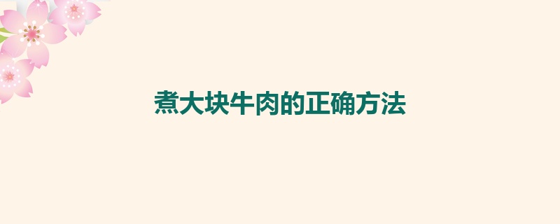 煮大块牛肉的正确方法