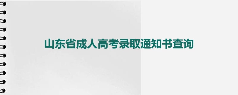 山东省成人高考录取通知书查询