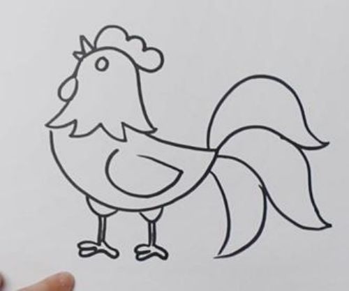 大公鸡简笔画简单彩色 大公鸡简笔画儿童步骤教程