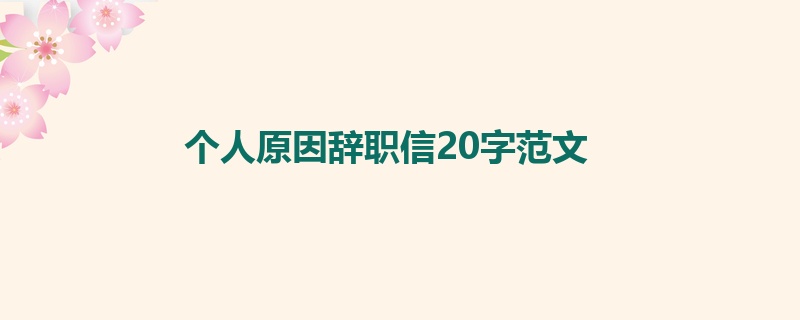 个人原因辞职信20字范文