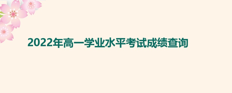 2022年高一学业水平考试成绩查询