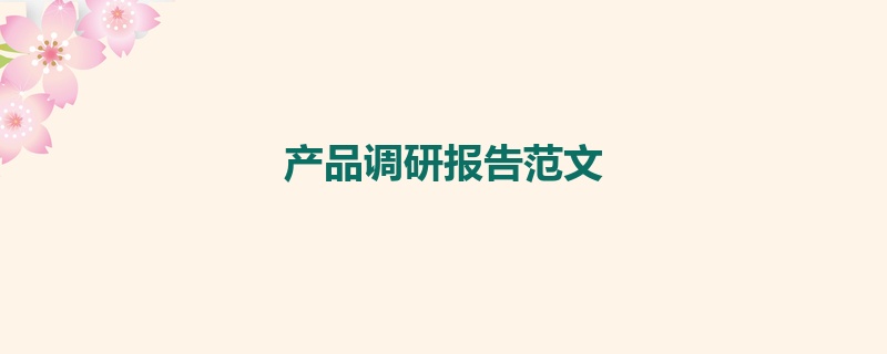 产品调研报告范文