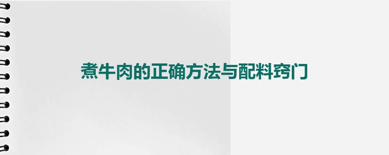 煮牛肉的正确方法与配料窍门