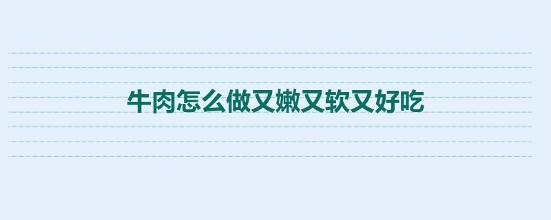 牛肉怎么做又嫩又软又好吃