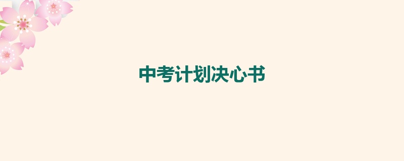 中考计划决心书