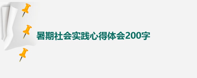 暑期社会实践心得体会200字