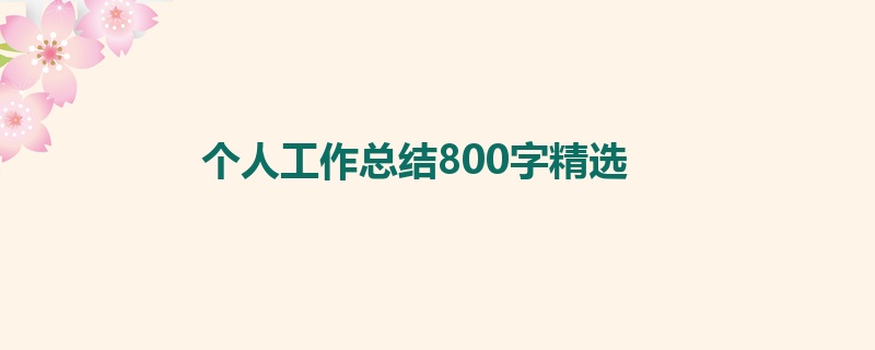 个人工作总结800字精选