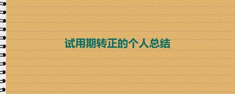 试用期转正的个人总结