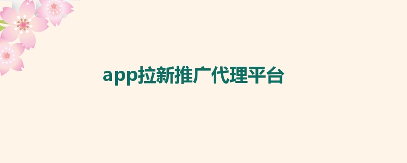 app拉新推广代理平台